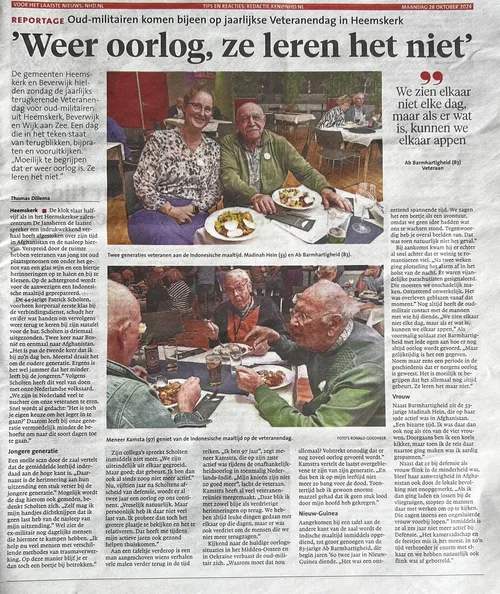 Papieren versie van het artikel in het Noord-Hollands Dagblad